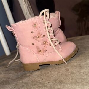 Sugar Pink Kids Boots with Butterfly Details
